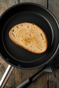 grilled cheese sandwich in a frying pan